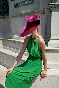Couture | Red-fuxia Fascinator hat -  image-2